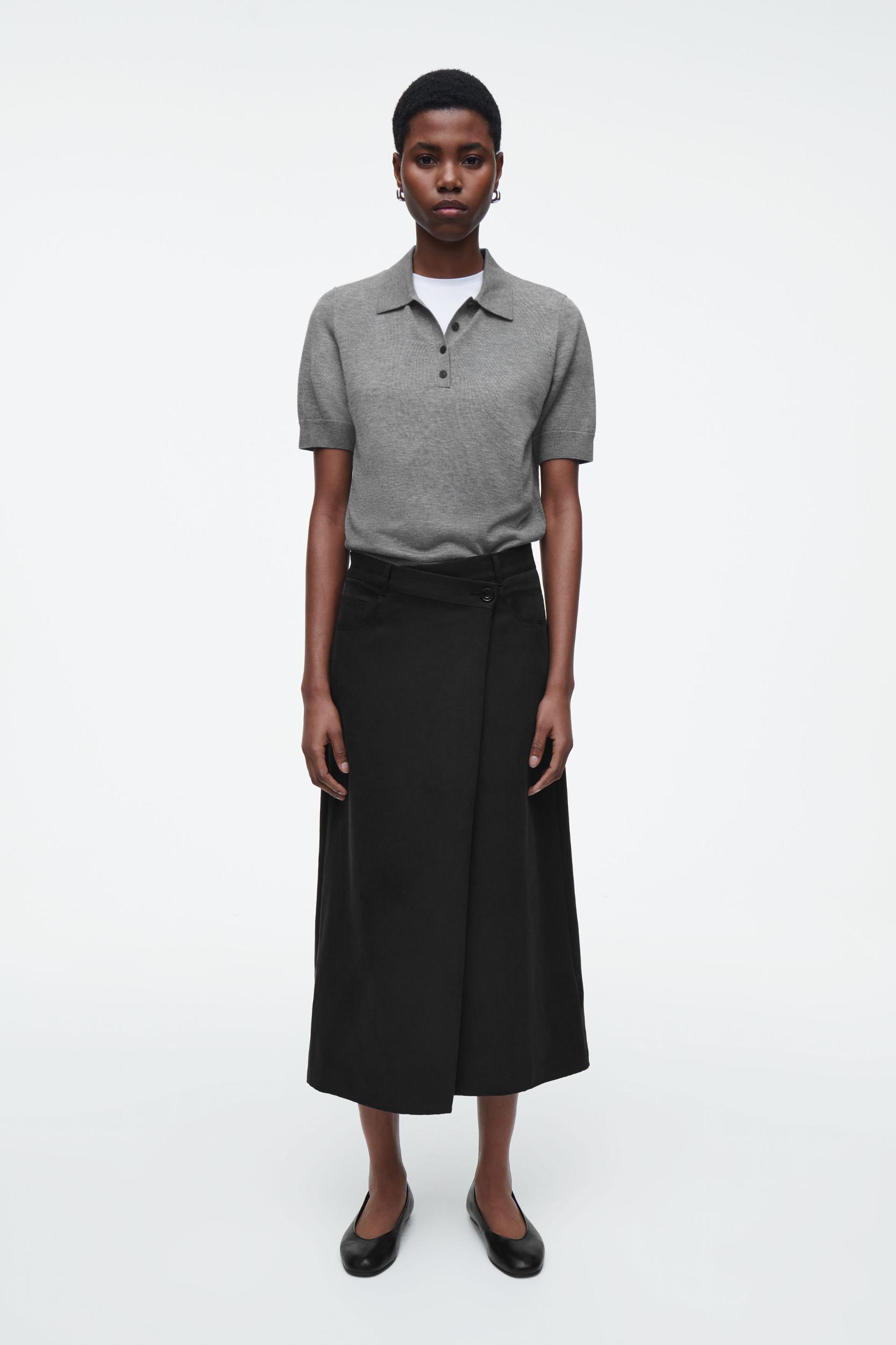 ASYMMETRIC FLUID MIDI SKIRT Product Image