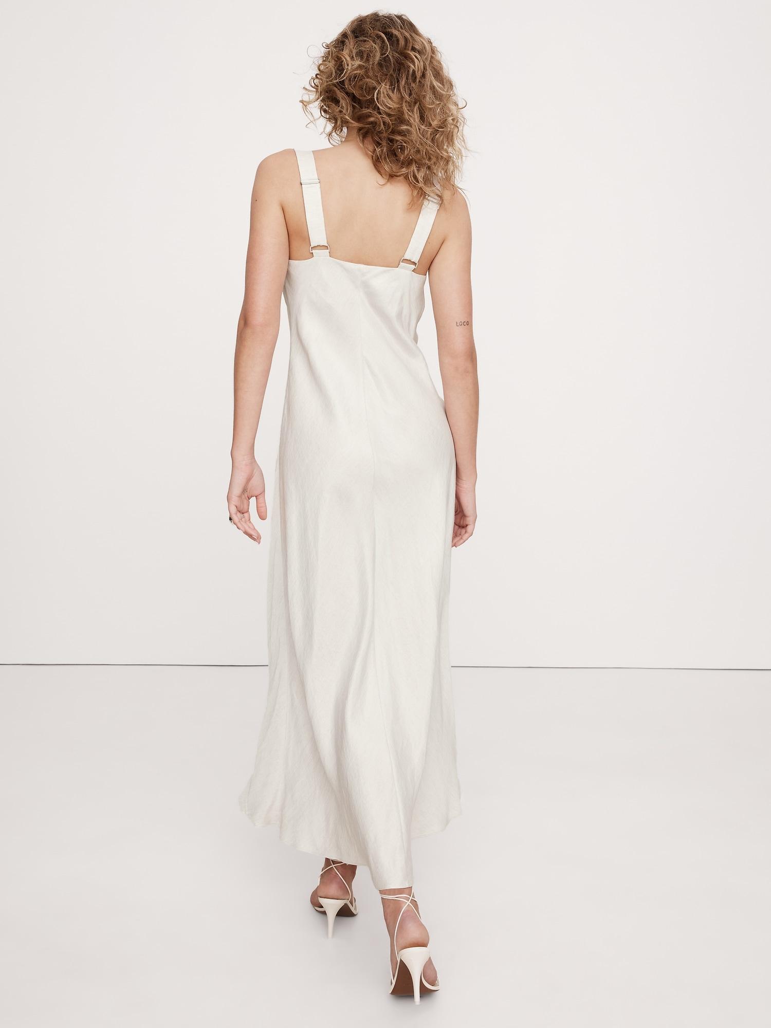 Draped Viscose-Linen Maxi Dress Product Image