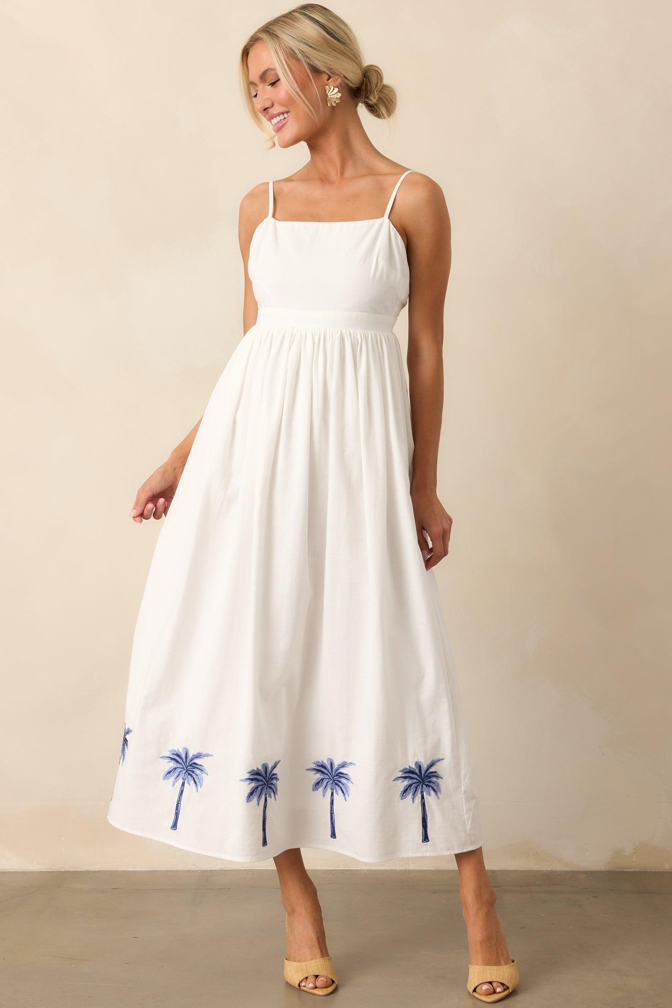 MINKPINK White Isadora Embroidered Midi Dress Product Image
