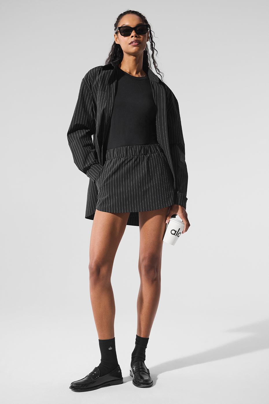 Pinstripe Daylight Mini Skirt - Black/Titanium Female Product Image