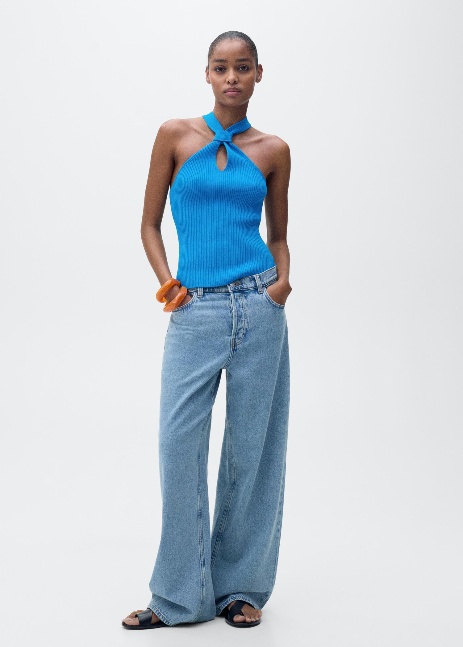 Halter-neck top with knot detail - Women | MANGO USA Product Image