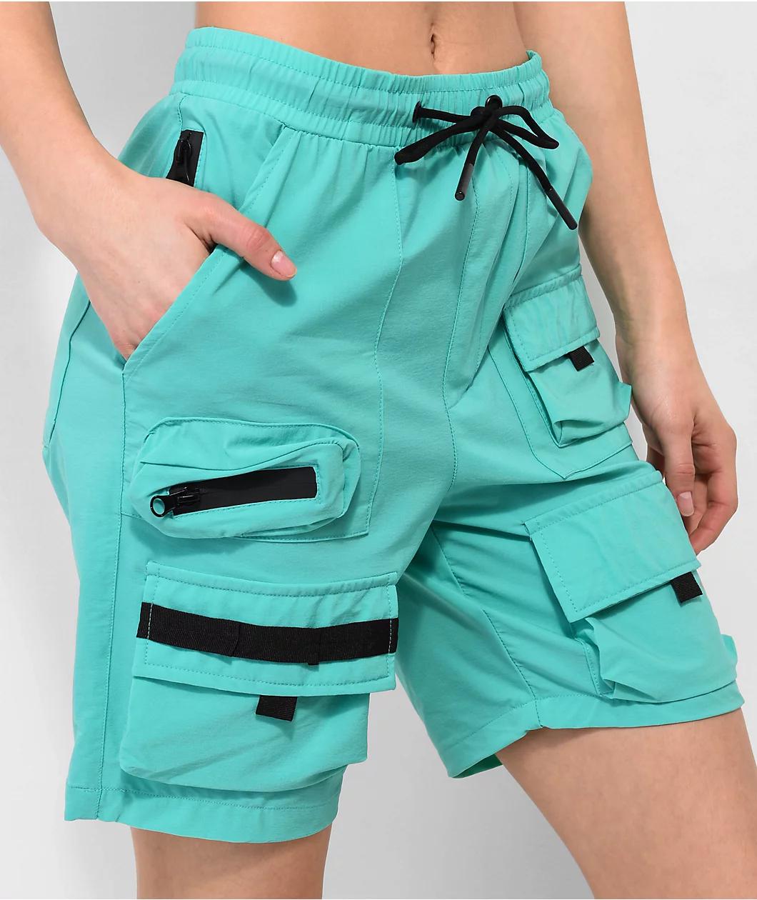 American Stitch Green Nylon Cargo Shorts Product Image
