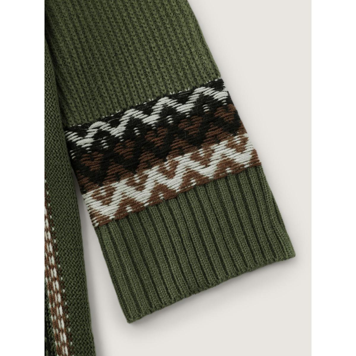 Plus Size Textured Button-Front Straight Sleeve Knit Cardigan ArmyGreen Women Loose Long Sleeve Casual Cardigans BloomChic 30/6X Product Image