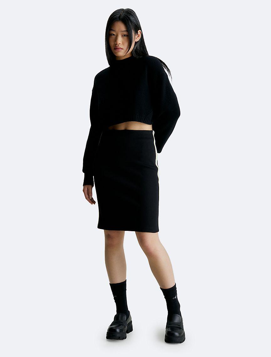Slim Ribbed Logo Tape Skirt Product Image