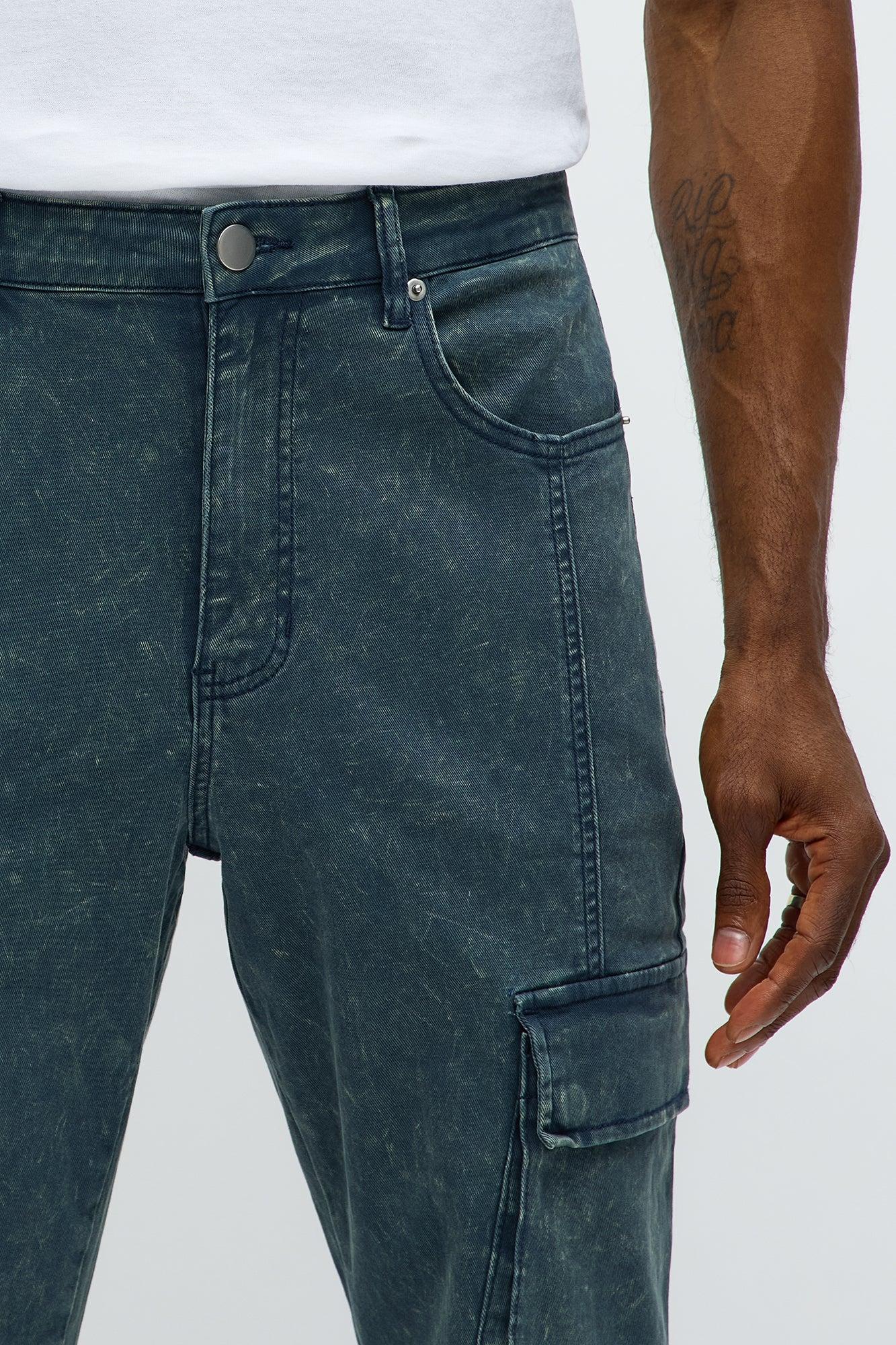 Stacked Skinny Flare Message Me Cargo Pants - Blue Product Image