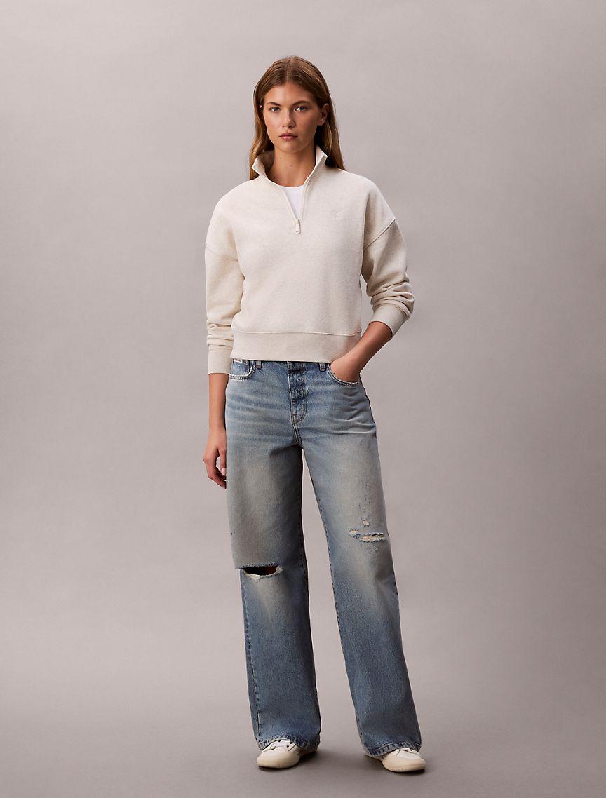 Archive Logo Fleece Quarter Zip Mock Neck Sweatshirt  Product Image