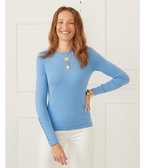 J.McLaughlin Jamey Crew Neck Button Trim Raglan Sleeve Sweater Product Image