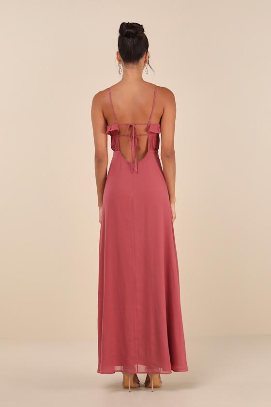Exemplary Beauty Rusty Rose Sleeveless Tie-Back Maxi Dress Product Image