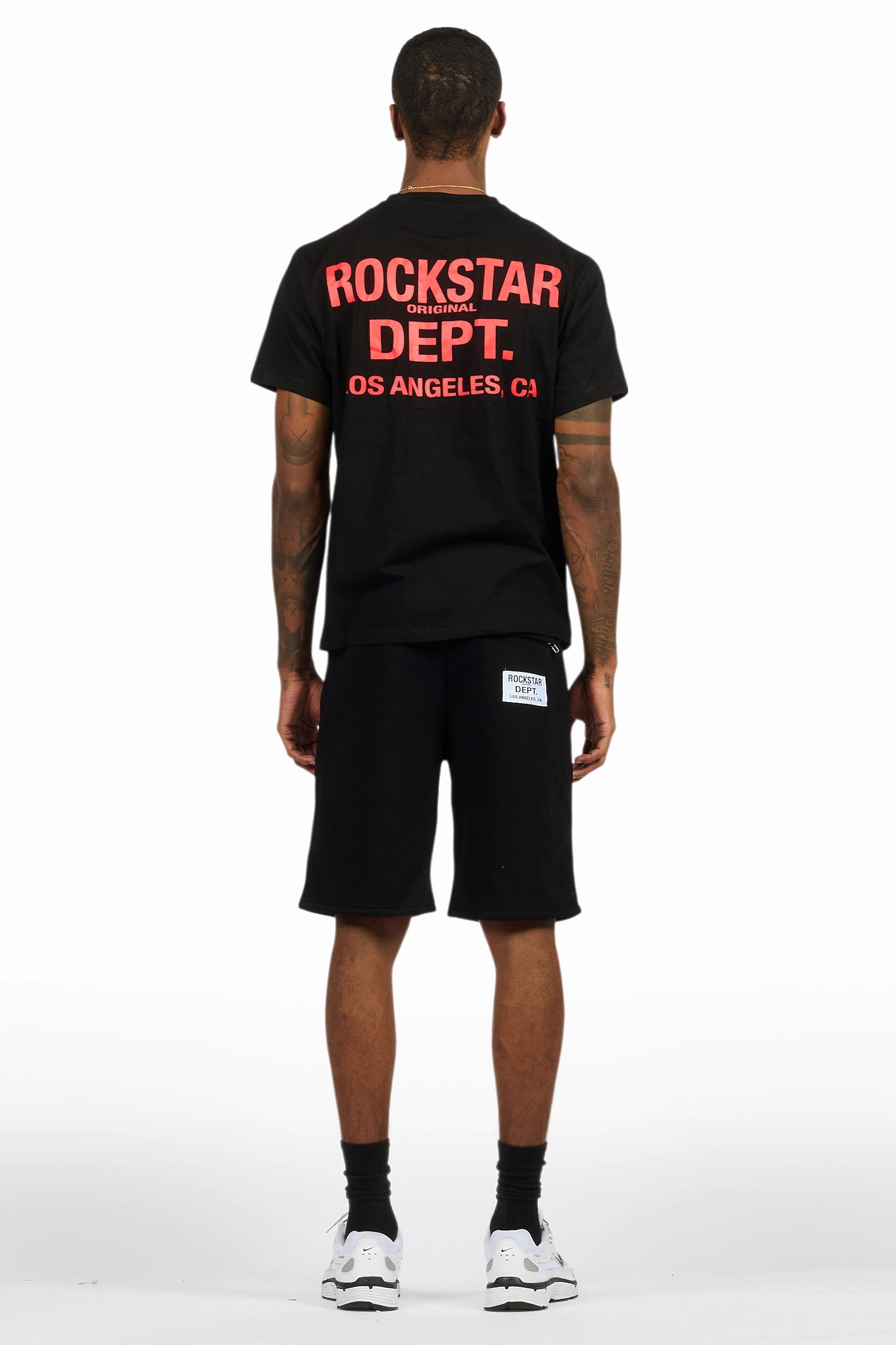 Akos Black/Red T-Shirt/Denim Short Set Male Product Image
