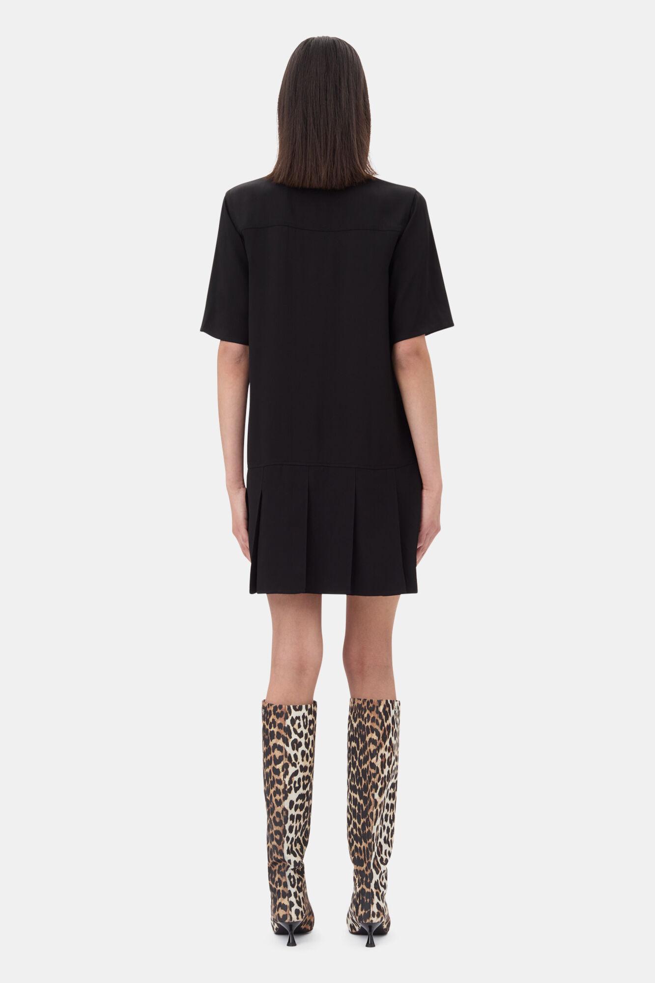 Black Viscose Twill Mini Dress Product Image