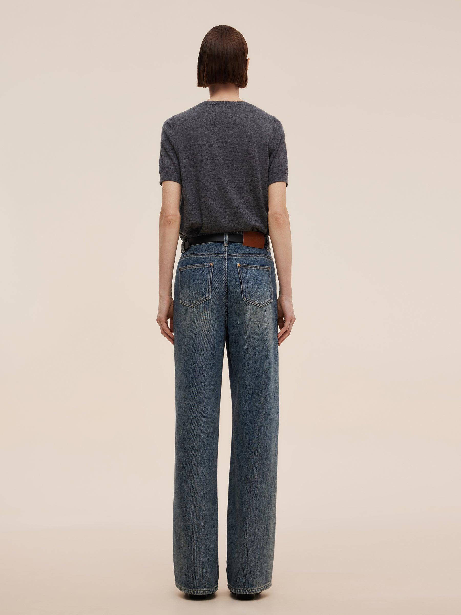 100% Cotton Denim Women Straight Leg Jeans Product Image