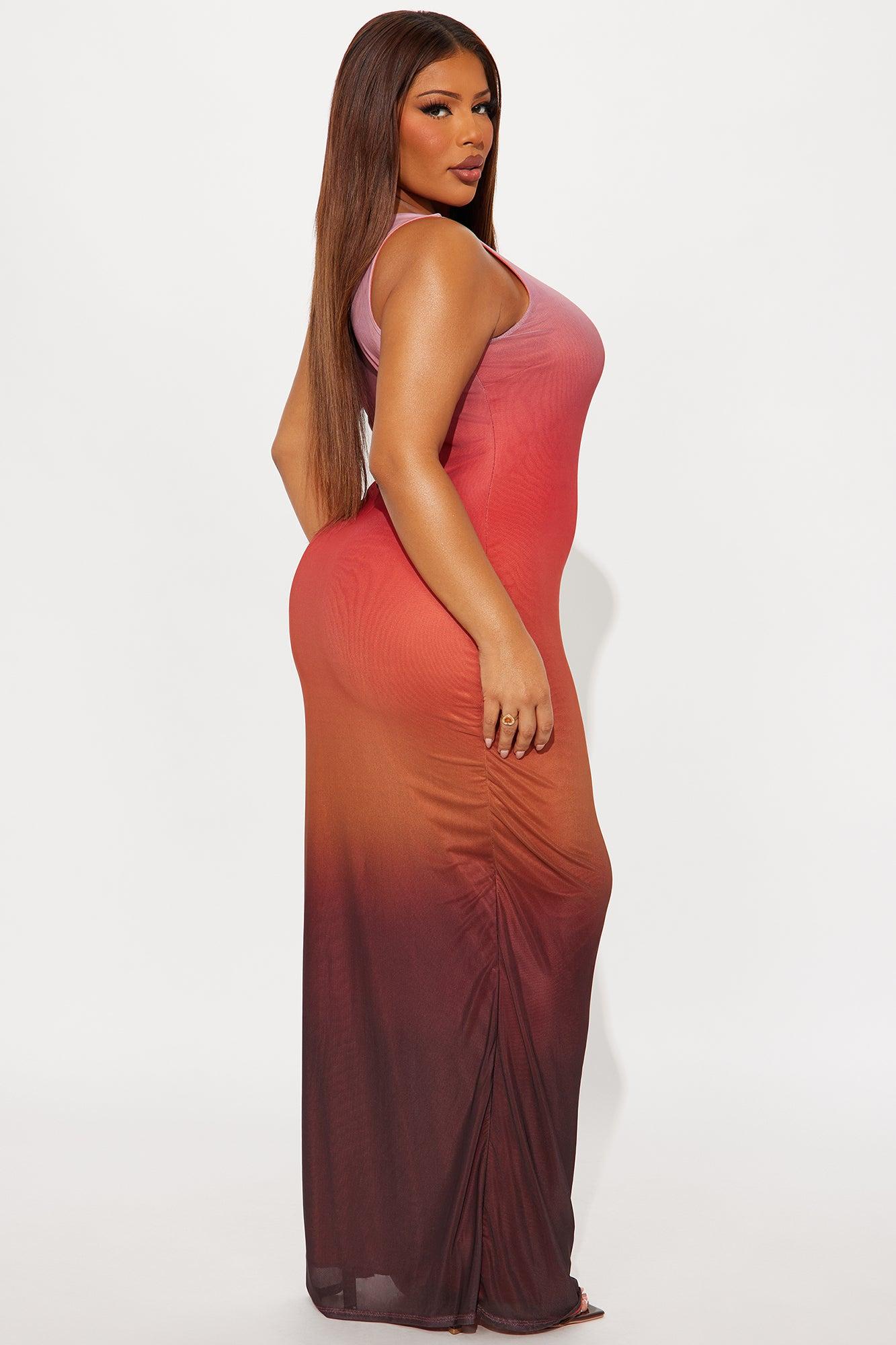 Adika Mesh Ombre Maxi Dress - Red/combo Female Product Image