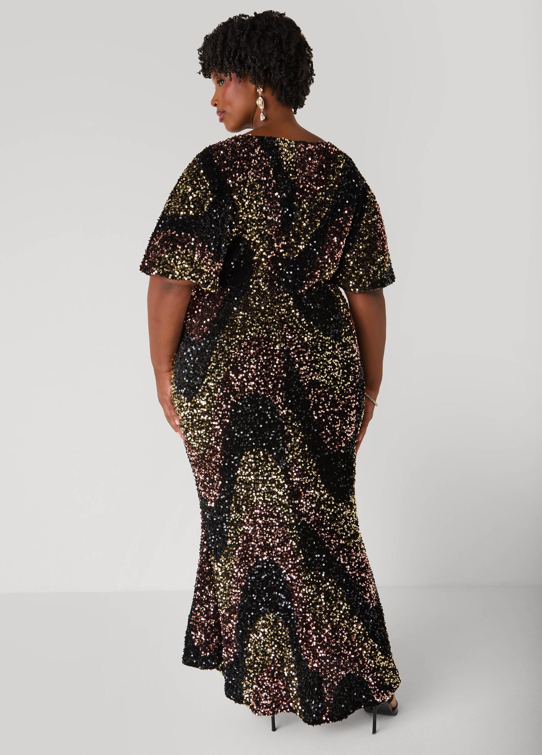Flounced Sequined Velvet Gown Product Image