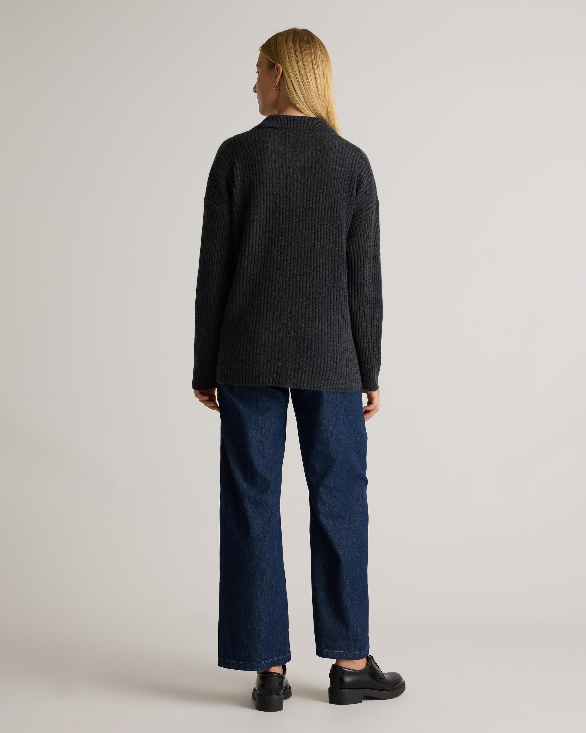 Quince | Women's Mongolian Cashmere Wide-Rib OverSized Collared Cardigan Sweater Size XL Product Image