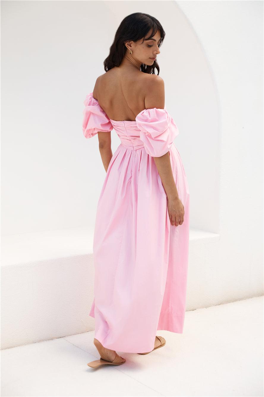 Bella Off-Shoulder Maxi Dress Pink Product Image