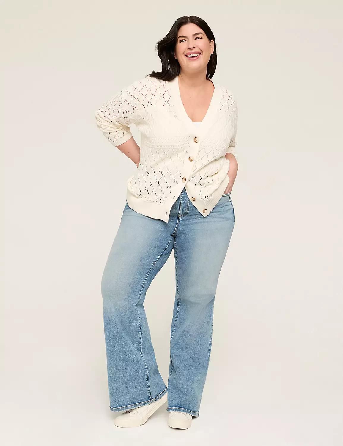 Pointelle Stitch Button-Front Cardigan Product Image