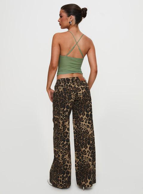 Pantar Low Rise Pants Leopard Product Image