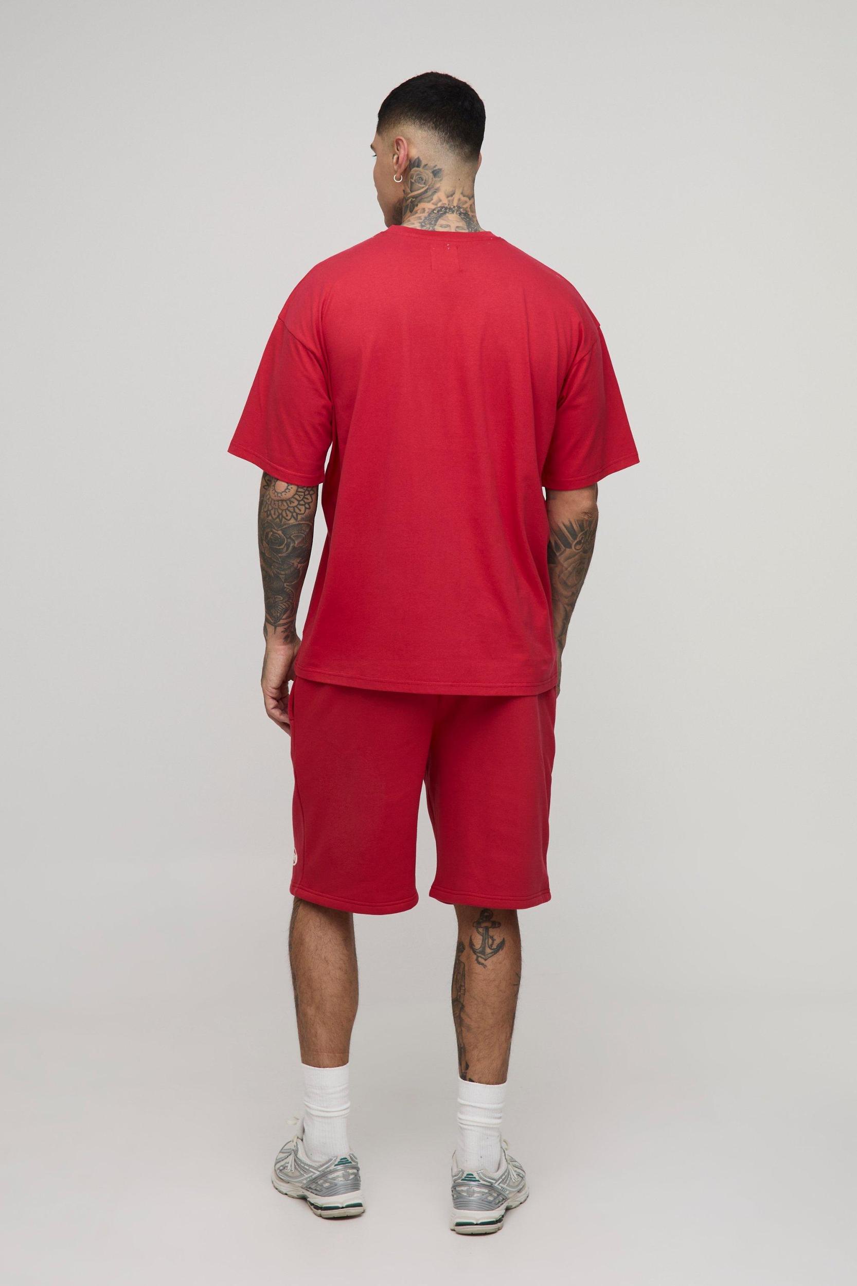 Tall Oversized Pour Homme Print T-Shirt & Short Set | boohooMAN USA Product Image