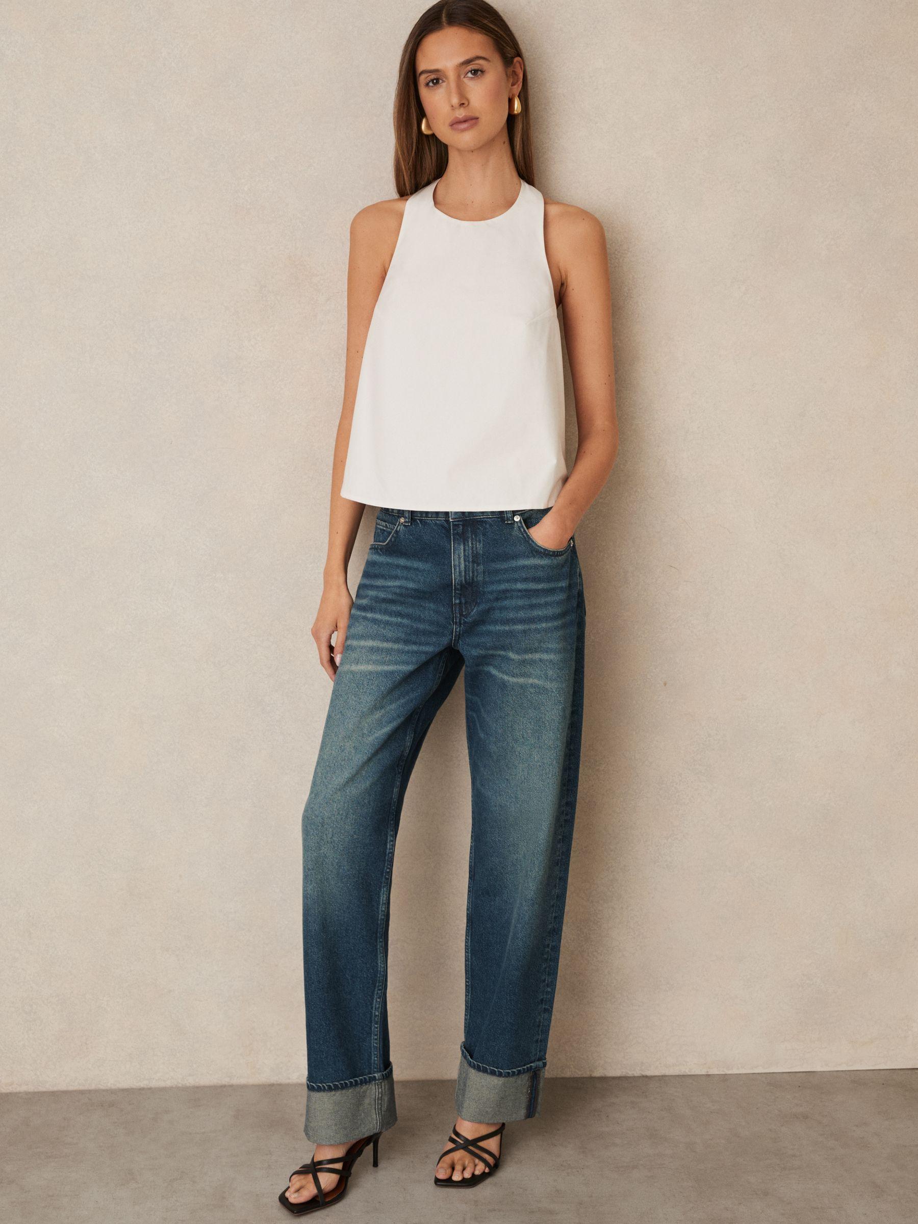 Cotton Belt-Halterneck Top in Ivory Product Image