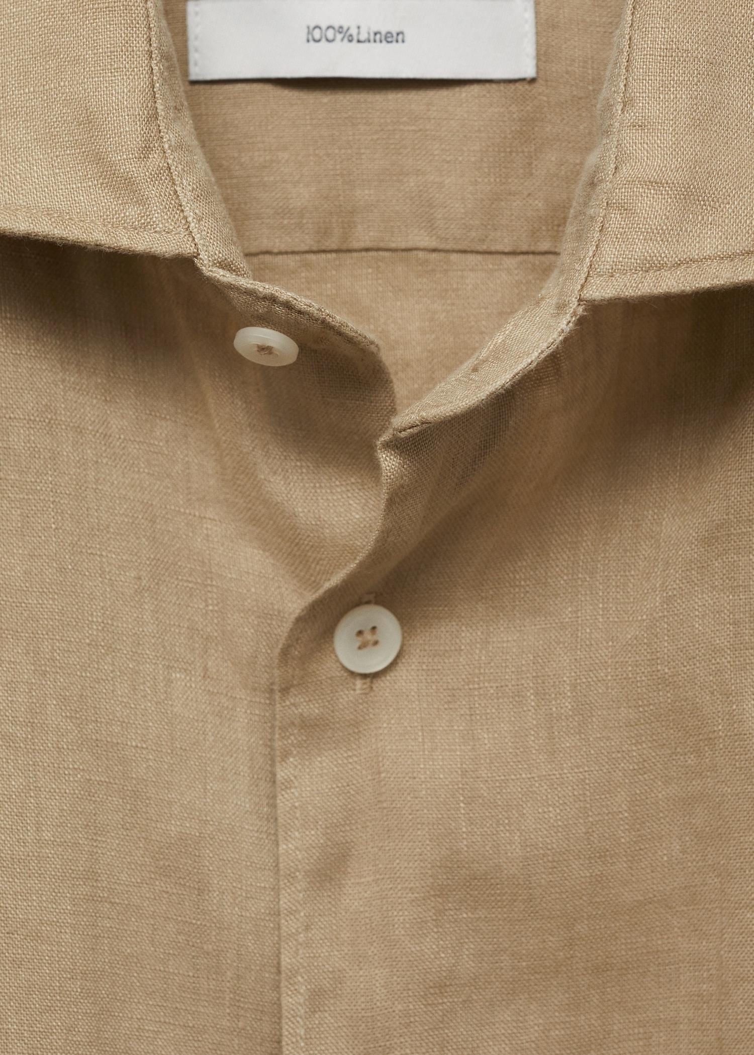 100% linen slim-fit shirt - Men | MANGO USA Product Image