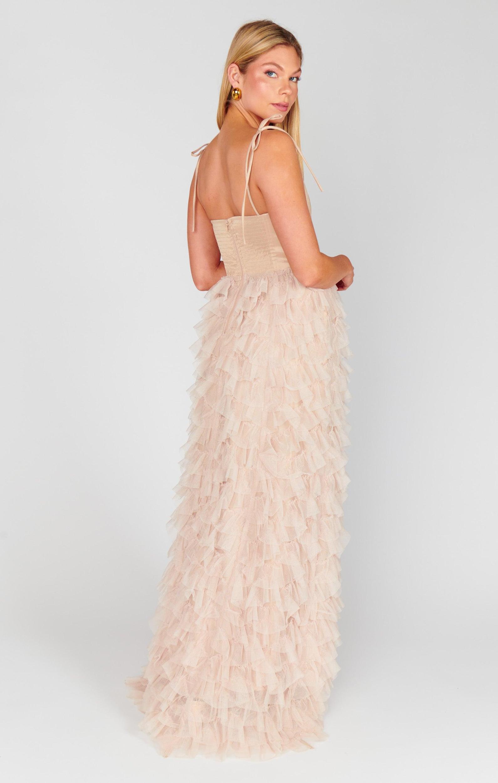 Francesca Maxi Dress ~ Champagne Tulle Ruffle Product Image