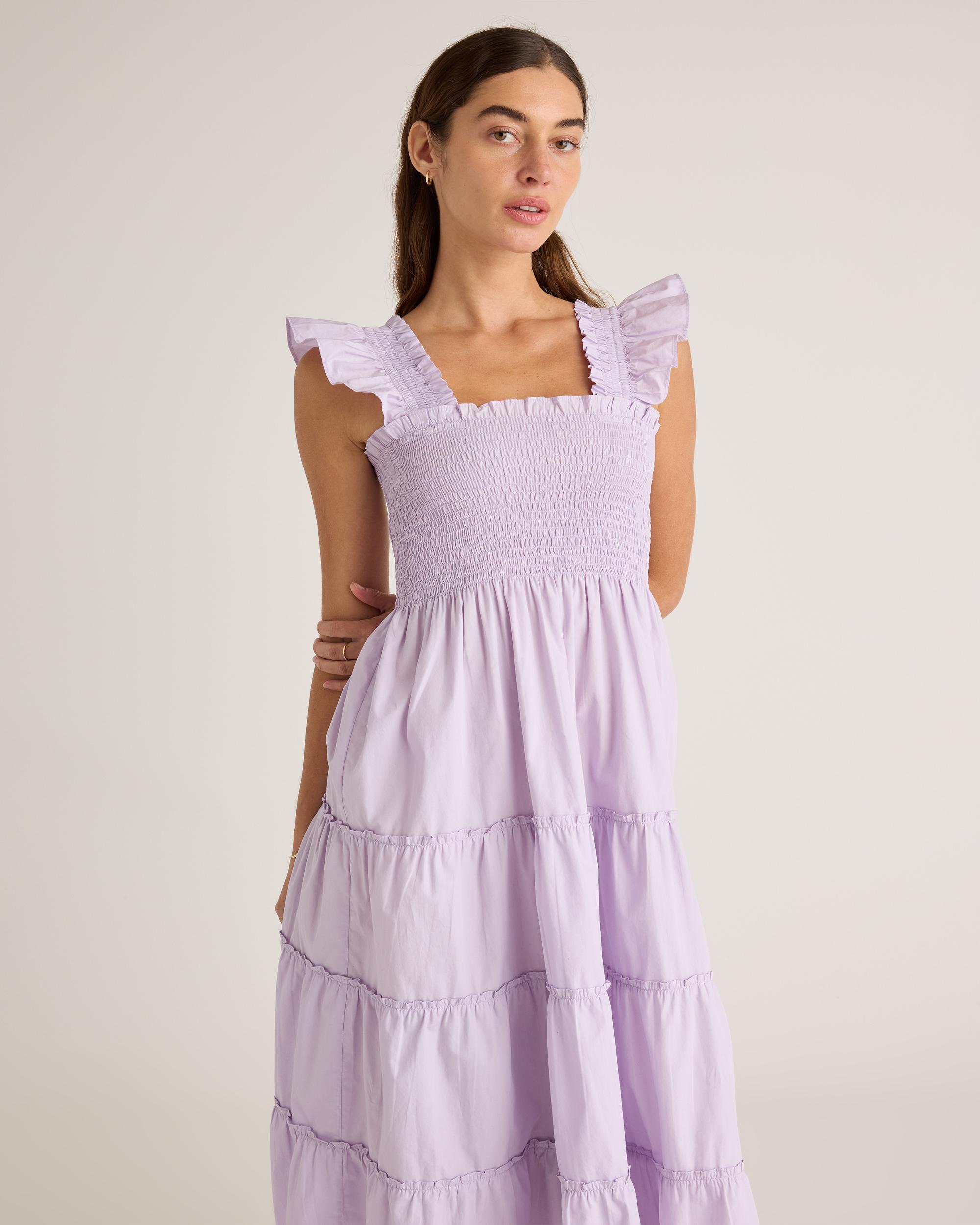 Quince | Women's Poplin Smocked Midi Dress Organic Cotton Product Image