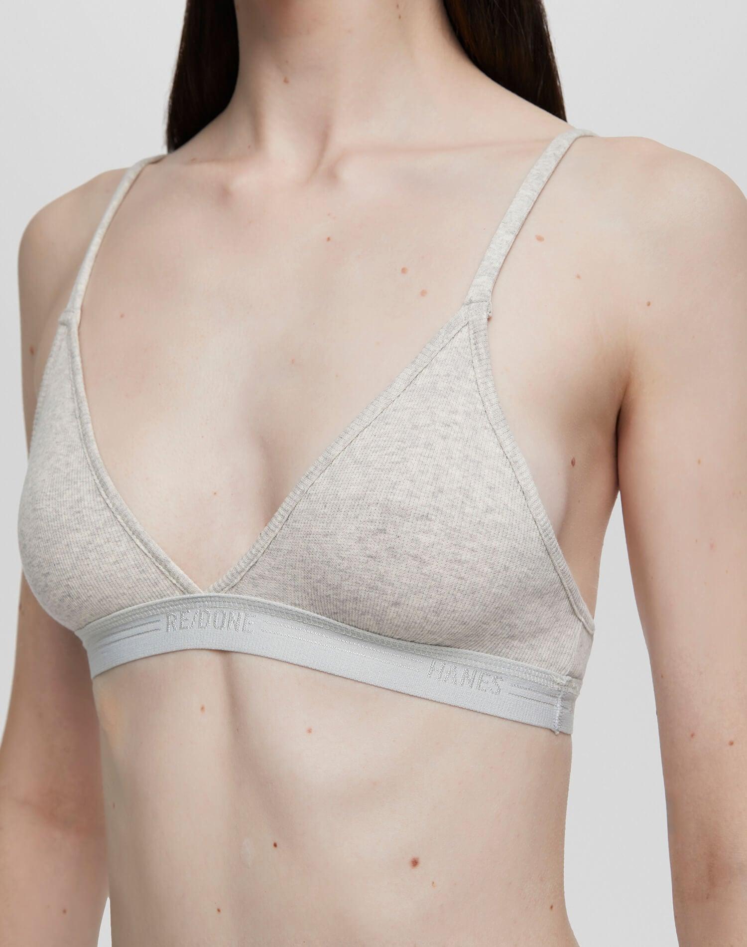 Hanes Ribbed Triangle Bra - Heather Grey Product Image