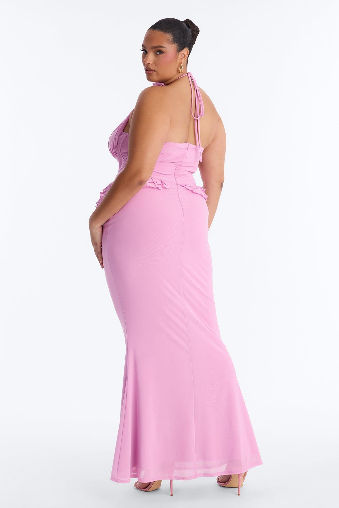 Vintage Mood Mesh Maxi Dress - Mauve Female Product Image