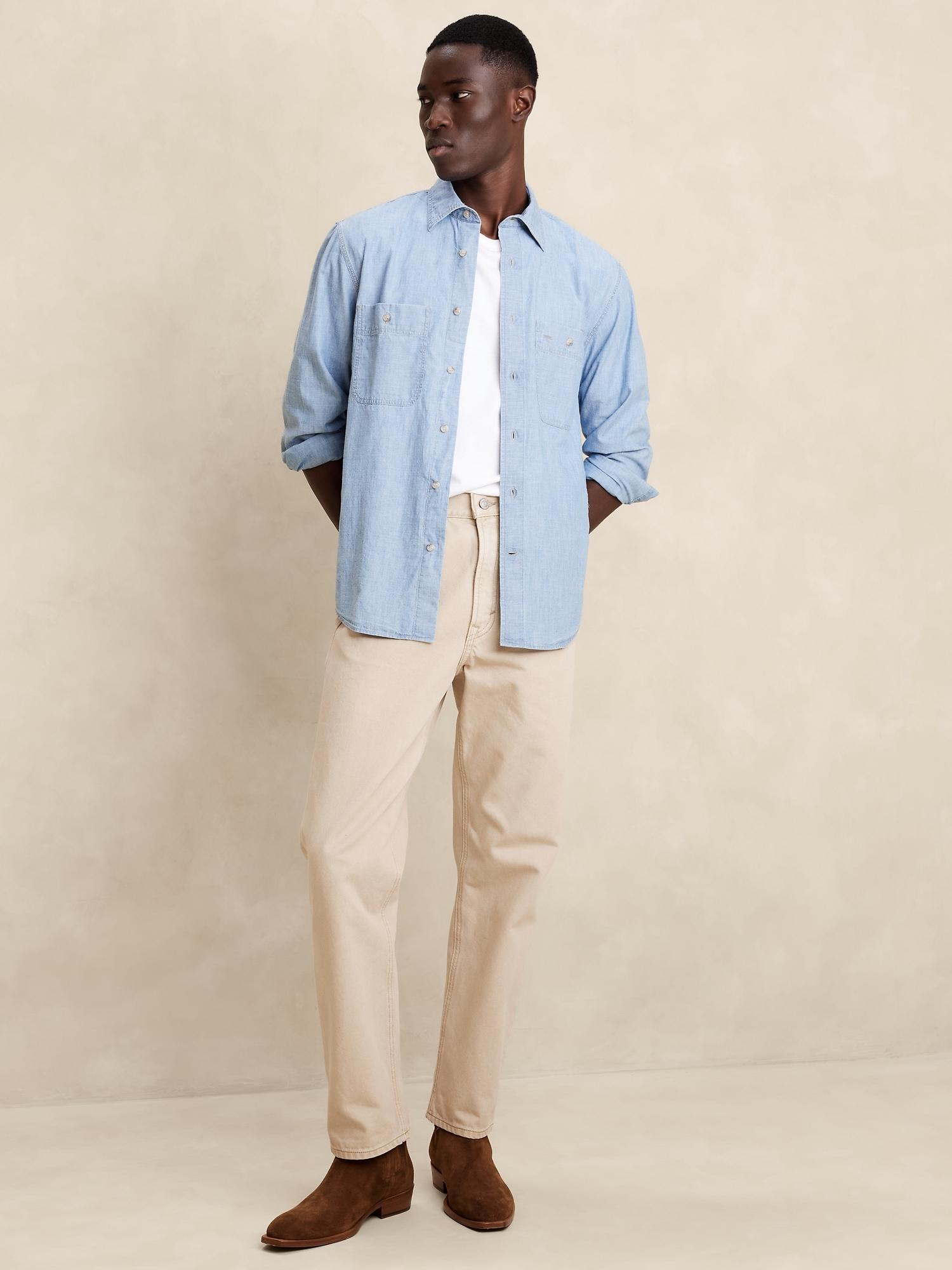 Standard-Fit Chambray Shirt Product Image
