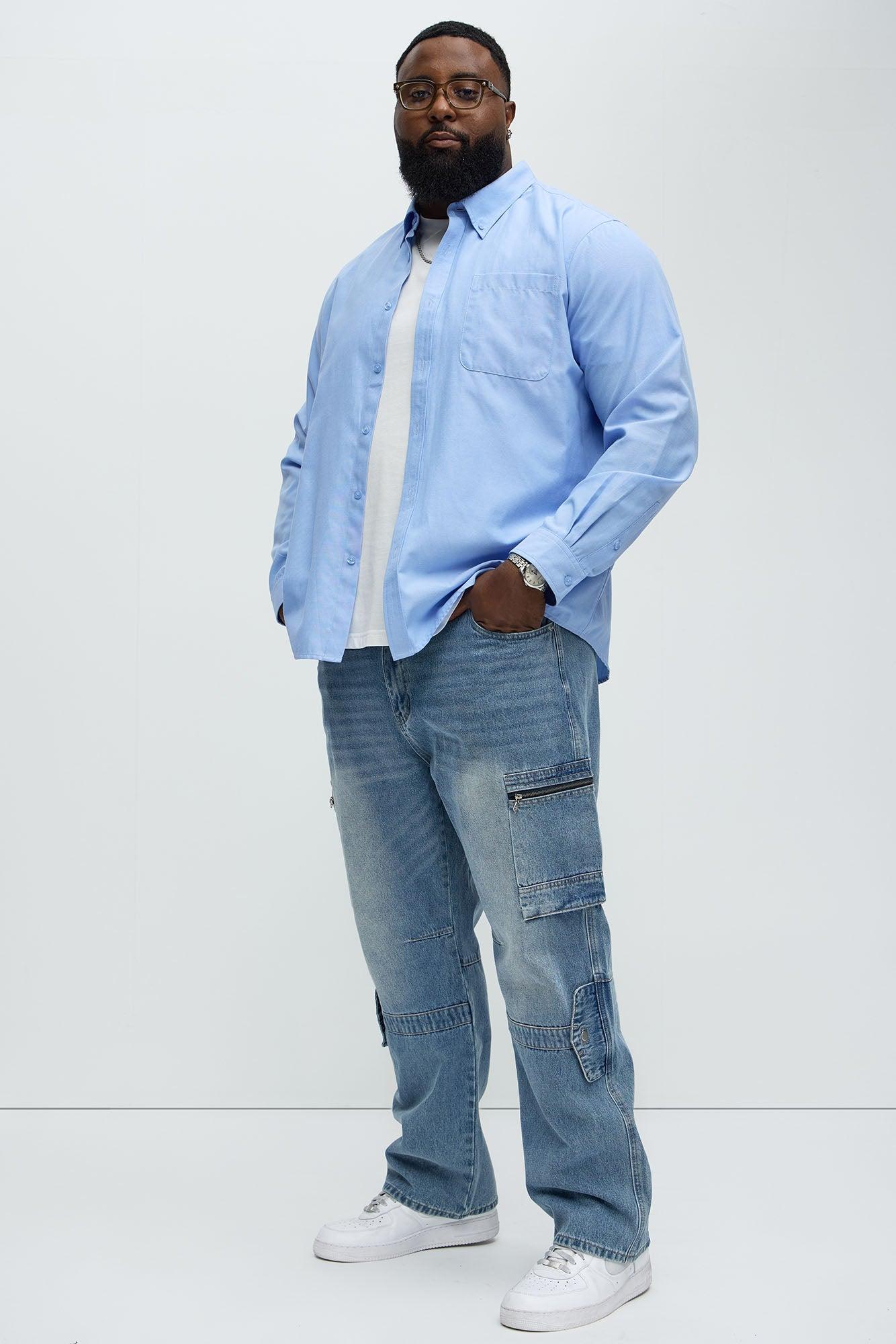 Already Over It Straight Cargo Jeans - Medium Blue Wash Product Image