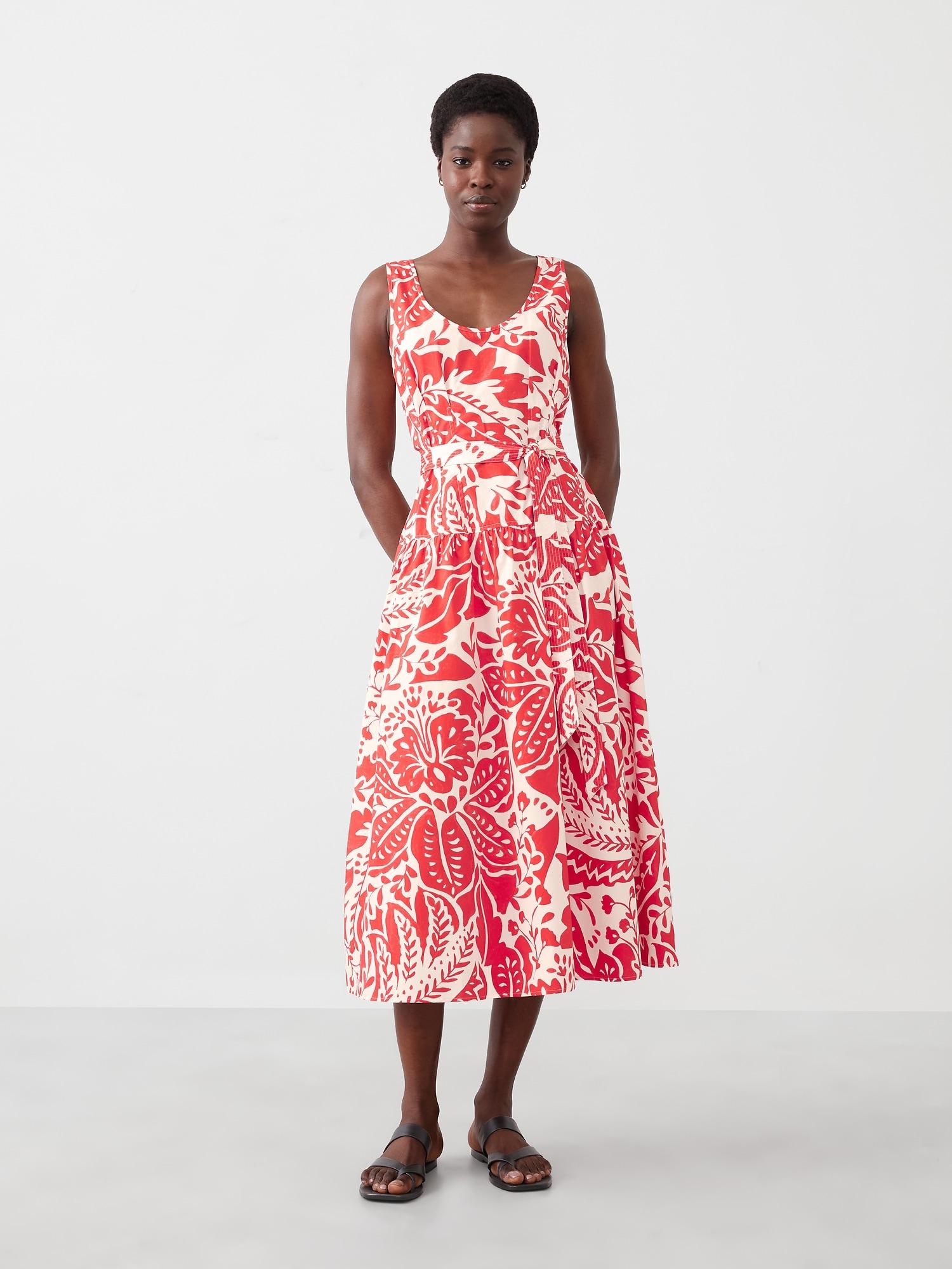 Poplin Corset Waist Midi Dress Product Image