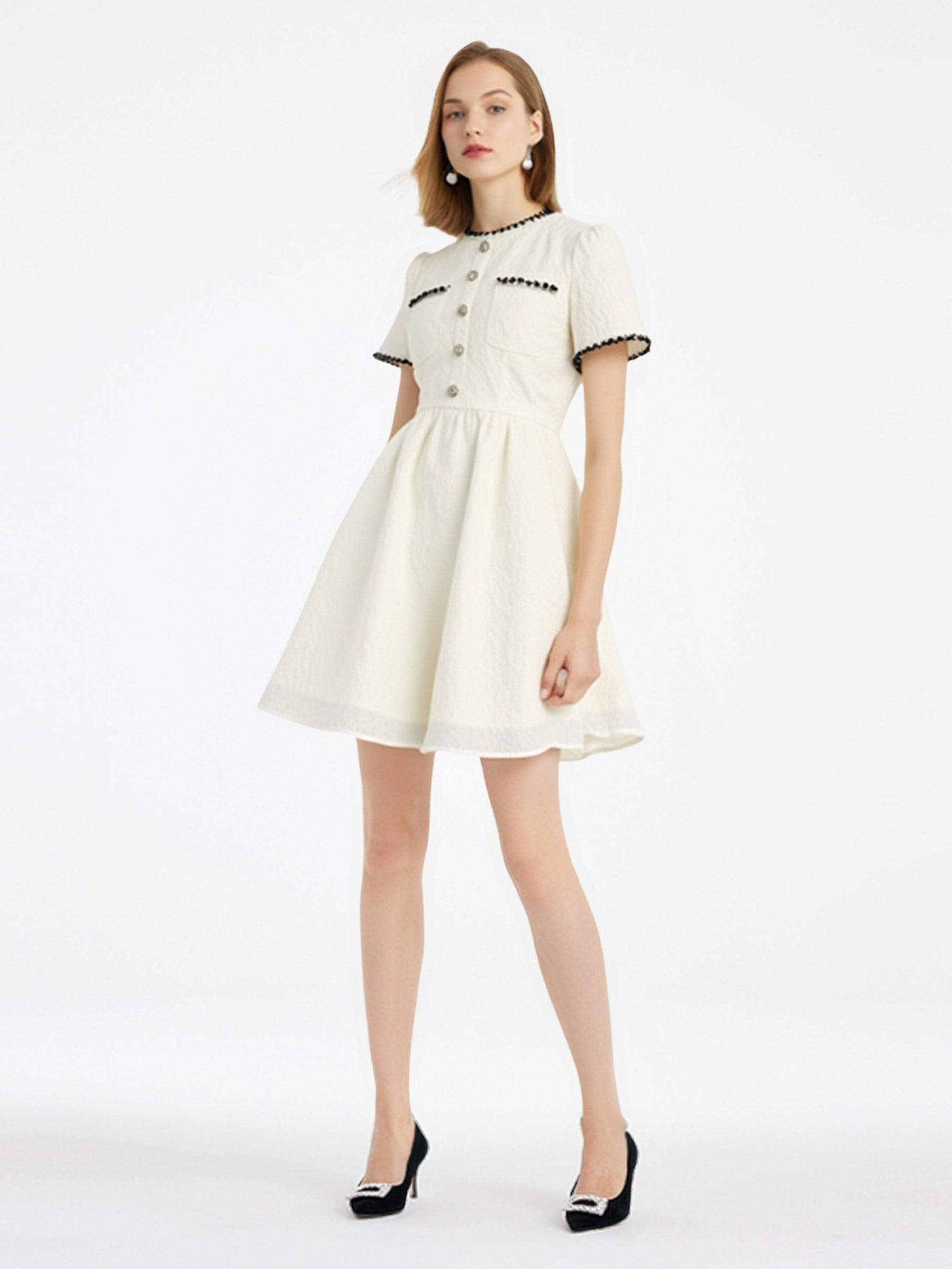 Jacquard Round Neck Women Mini Dress Product Image