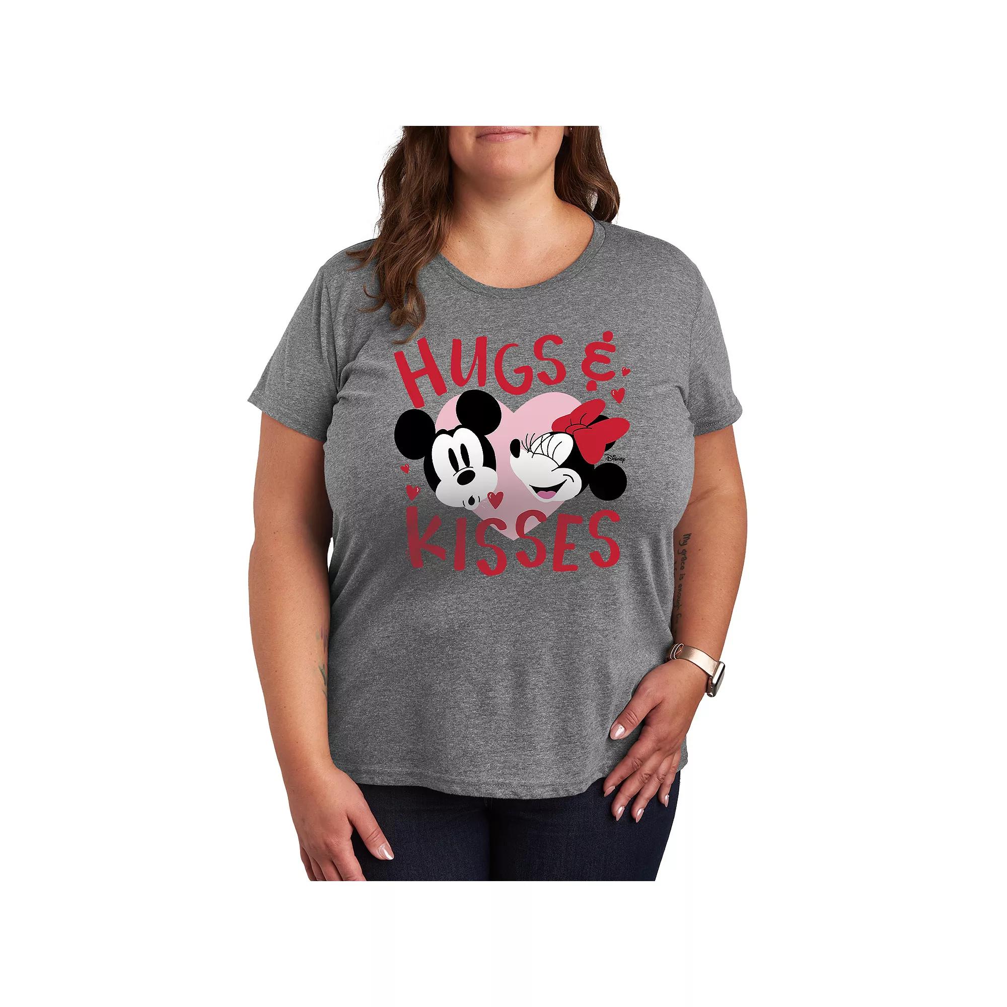 Disney's Mickey & Minnie Mouse Plus Size Hugs & Kisses Graphic Tee, Women's, Size: 2XL, Grey Gray Product Image