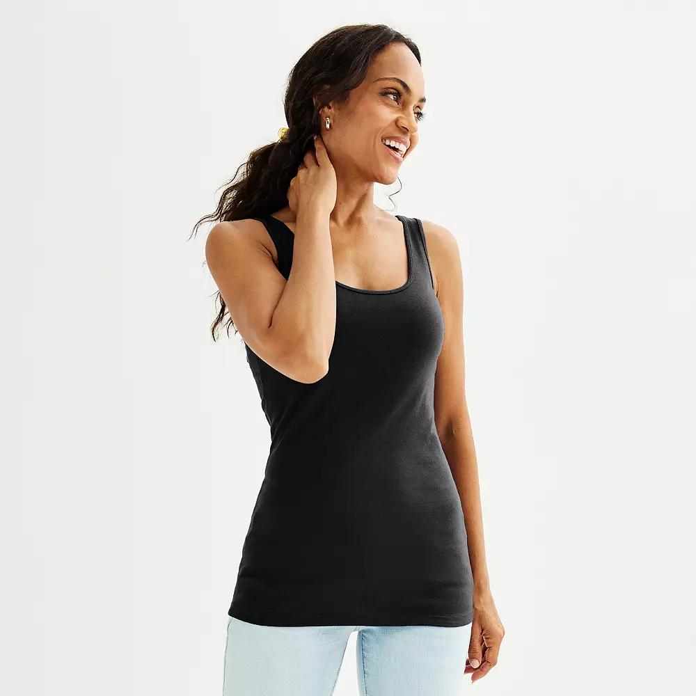 Women's Sonoma Goods For Life® Everyday Tunic Layering Tank Top, Size: Medium, Pitch Black Product Image
