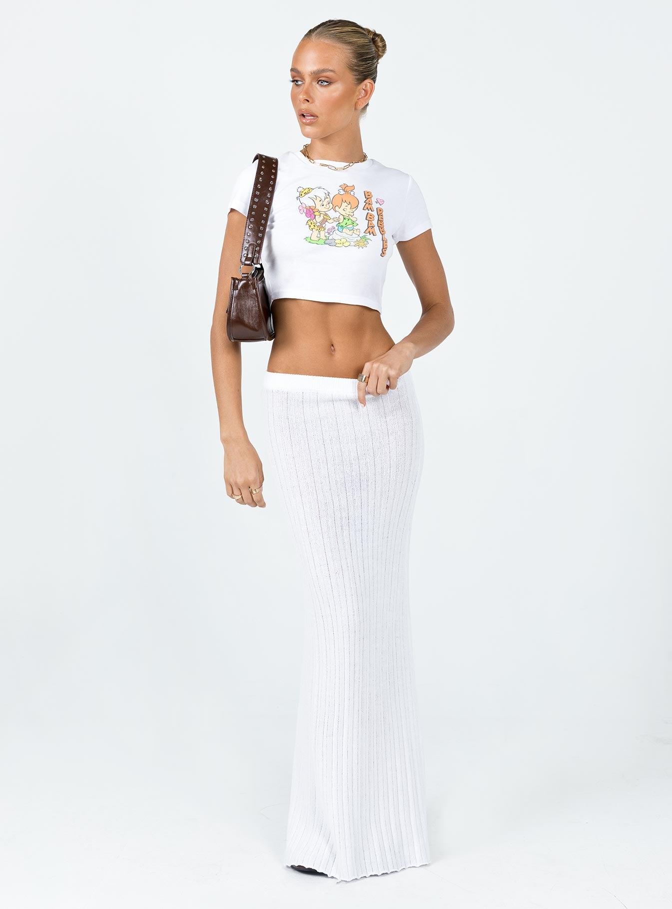 Belle Knit Maxi Skirt White Product Image