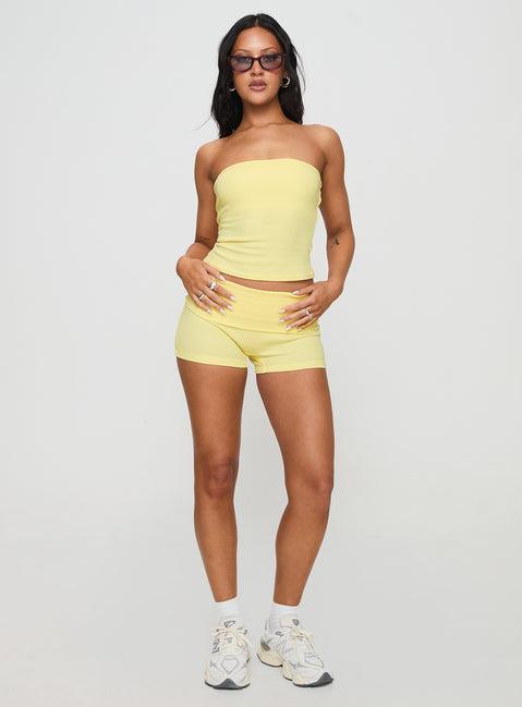 Baseline Strapless Rib Top Yellow Product Image
