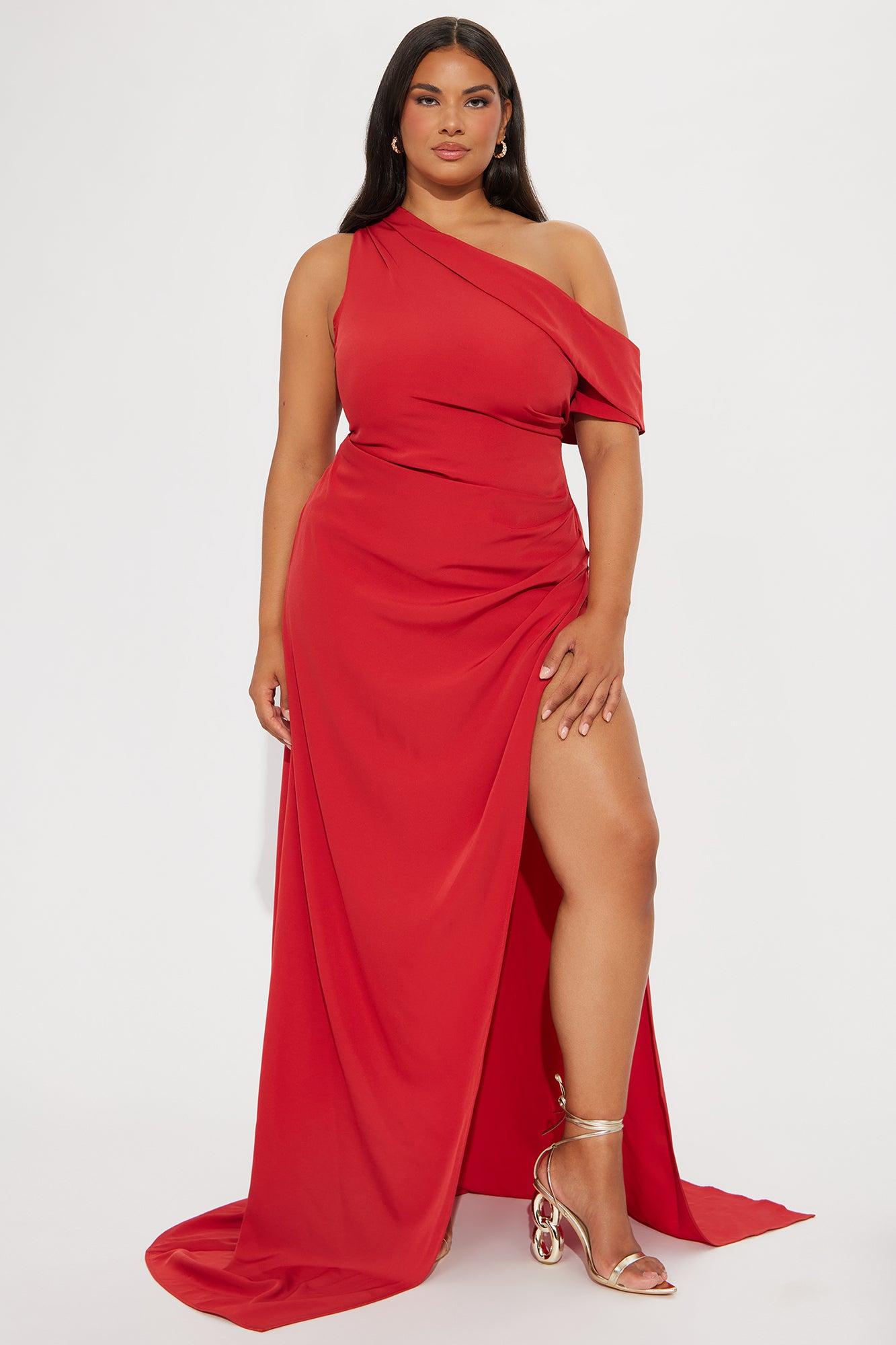 Danielle One Shoulder Maxi Dress - Marsala Product Image