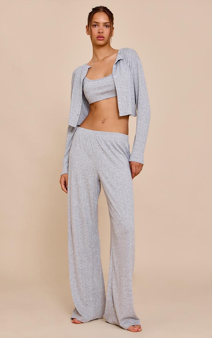 Grey Marl Pointelle Pj Cardigan Product Image