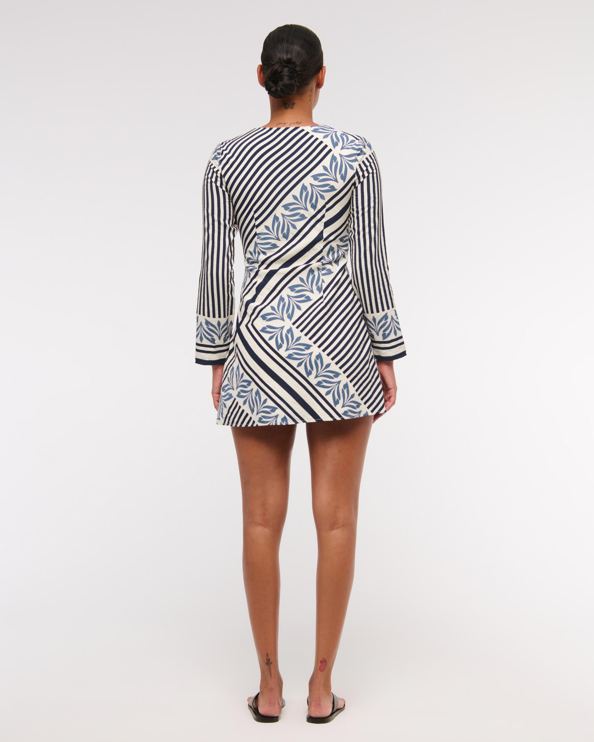 Long-Sleeve Twist Mini Dress Product Image