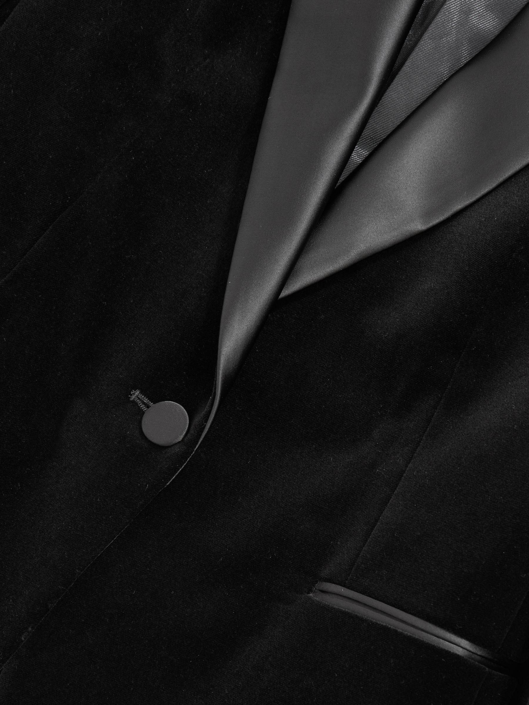 Petite Velvet Single Breasted Suit Blazer in Black Product Image