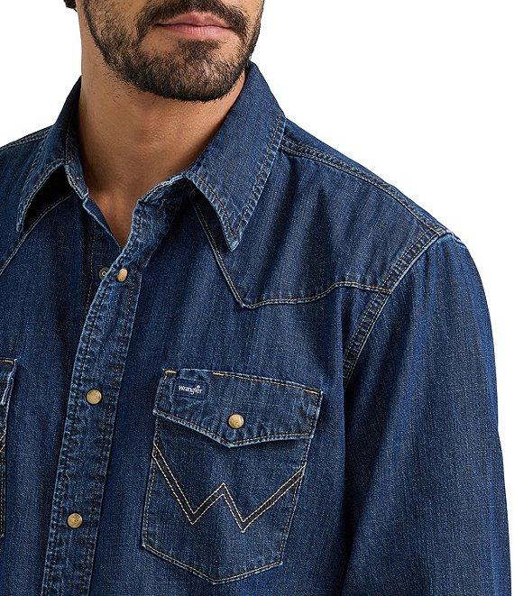 Wrangler® Long Sleeve Denim Western Shirt Product Image