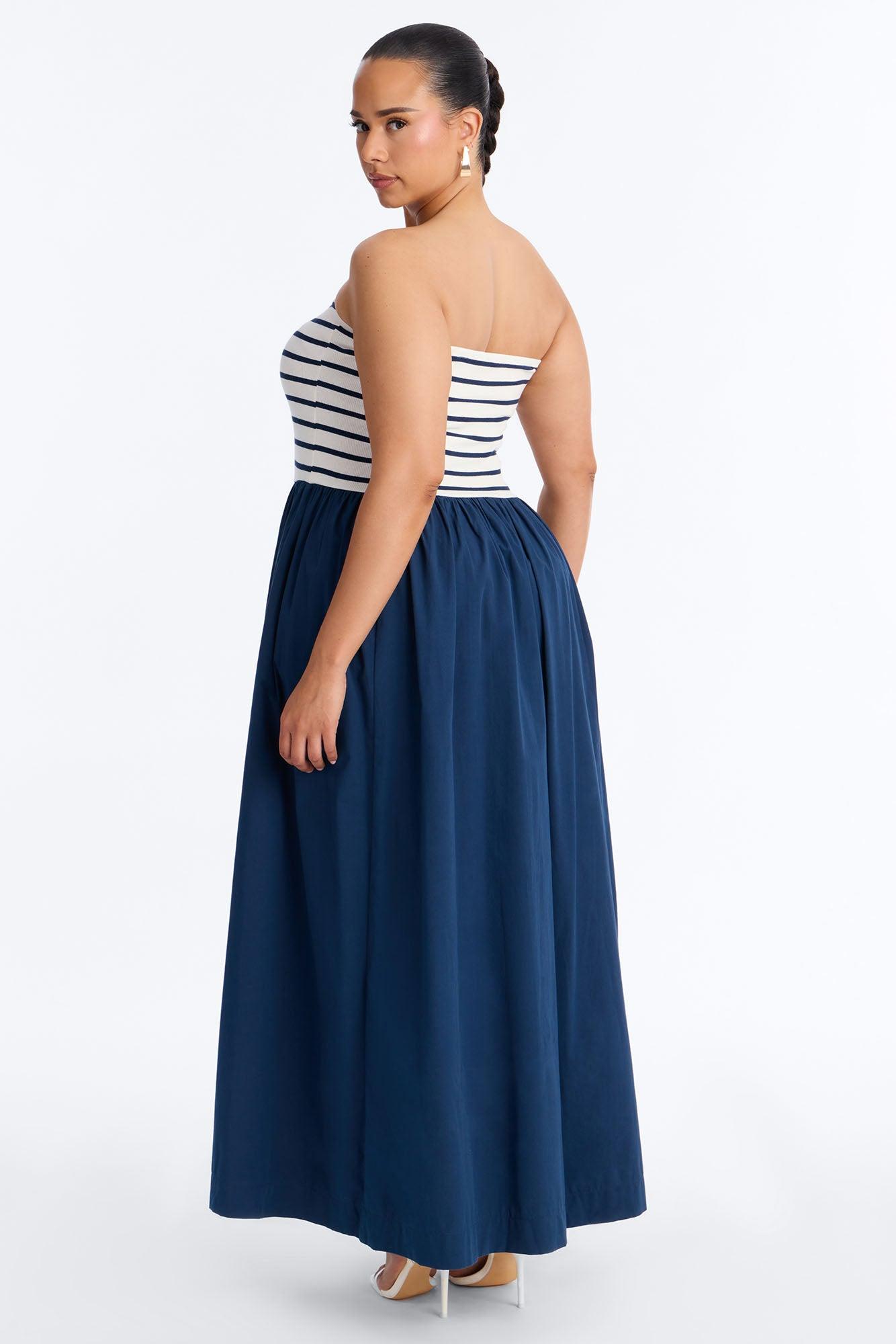 Kaia Strapless Poplin Maxi Dress - Navy/combo Female Product Image