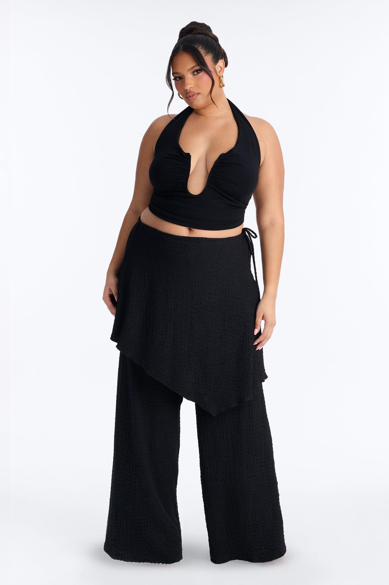 Wrap It Up Skirt Wide Leg Pant 33″ - Black Female Product Image