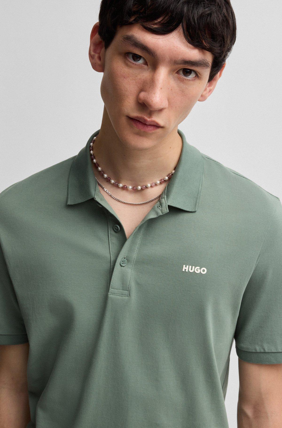 Cotton-piqué polo shirt with logo print Product Image