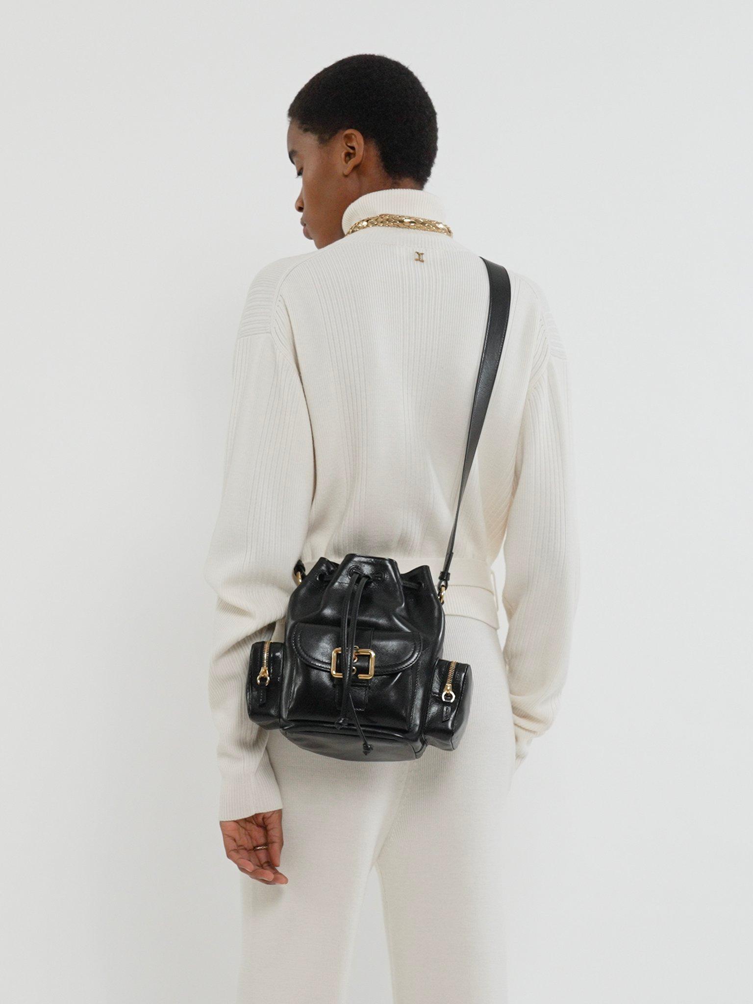 Camera Bucket bag in shiny leather Product Image