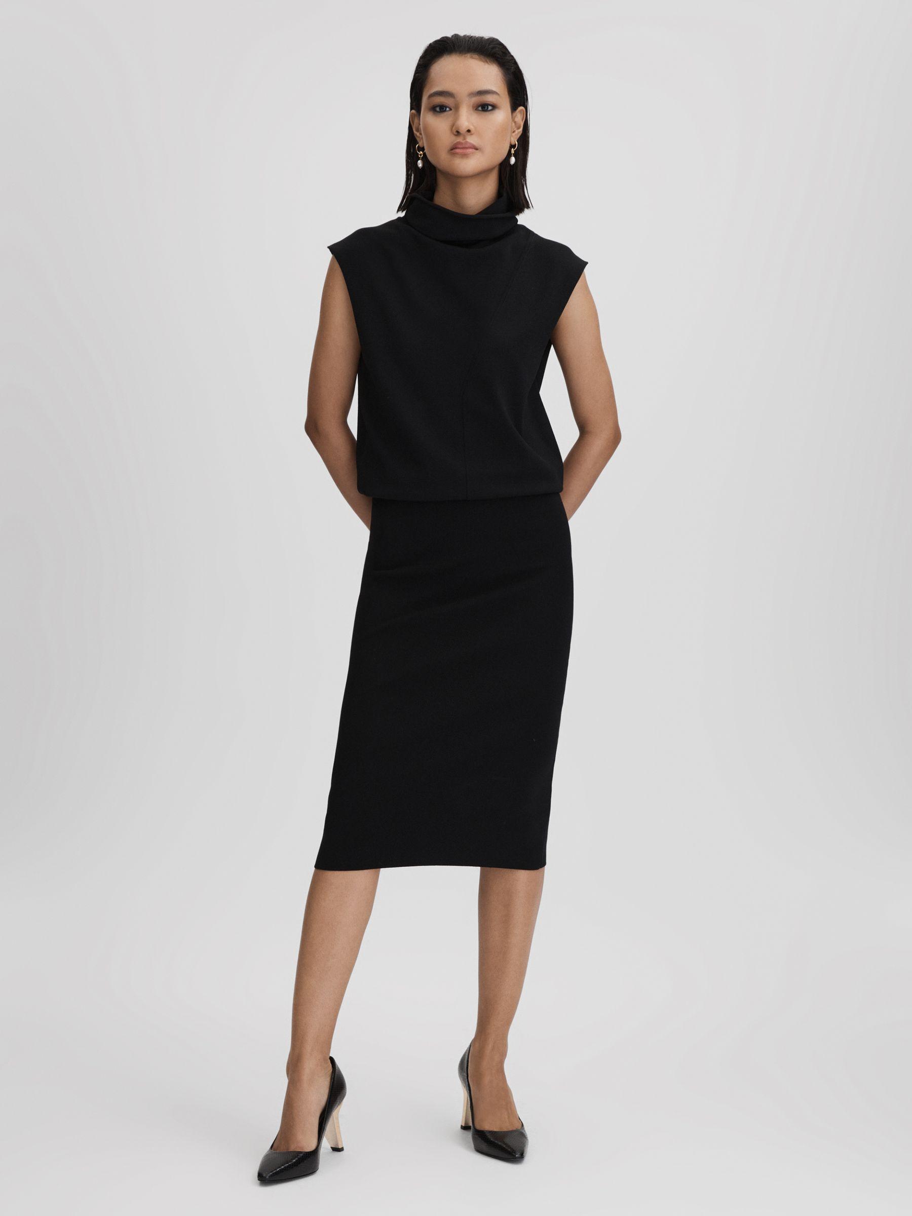 Leather Angled Heel Court Shoes in Black Product Image