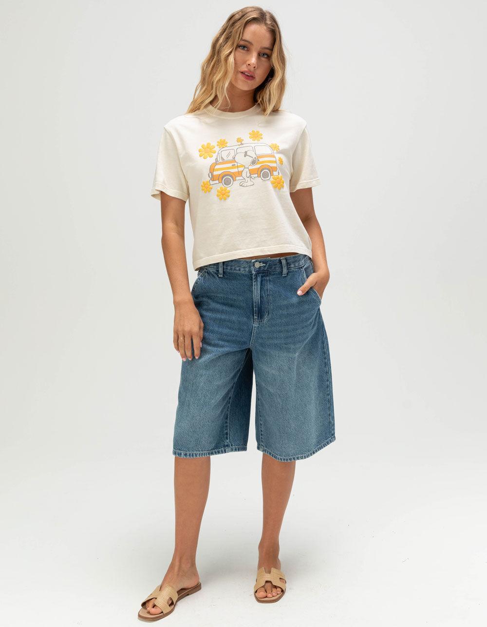 RIOT SOCIETY x Peanuts Van Snoopy Womens Crop Tee - CREAM Product Image