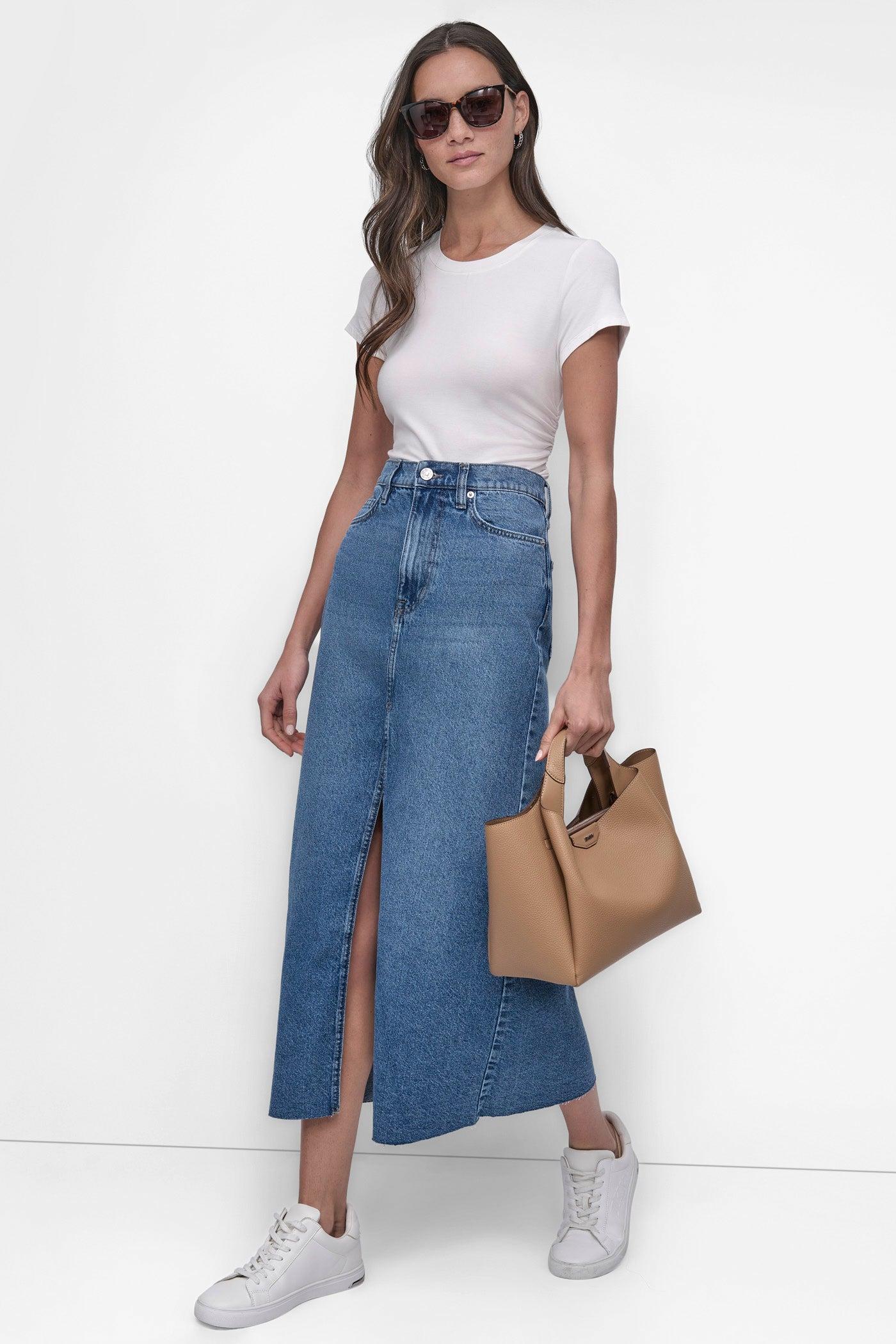 HIGH Rise Length A-LINE MAXI SKIRT WITH FRONT VENT Product Image