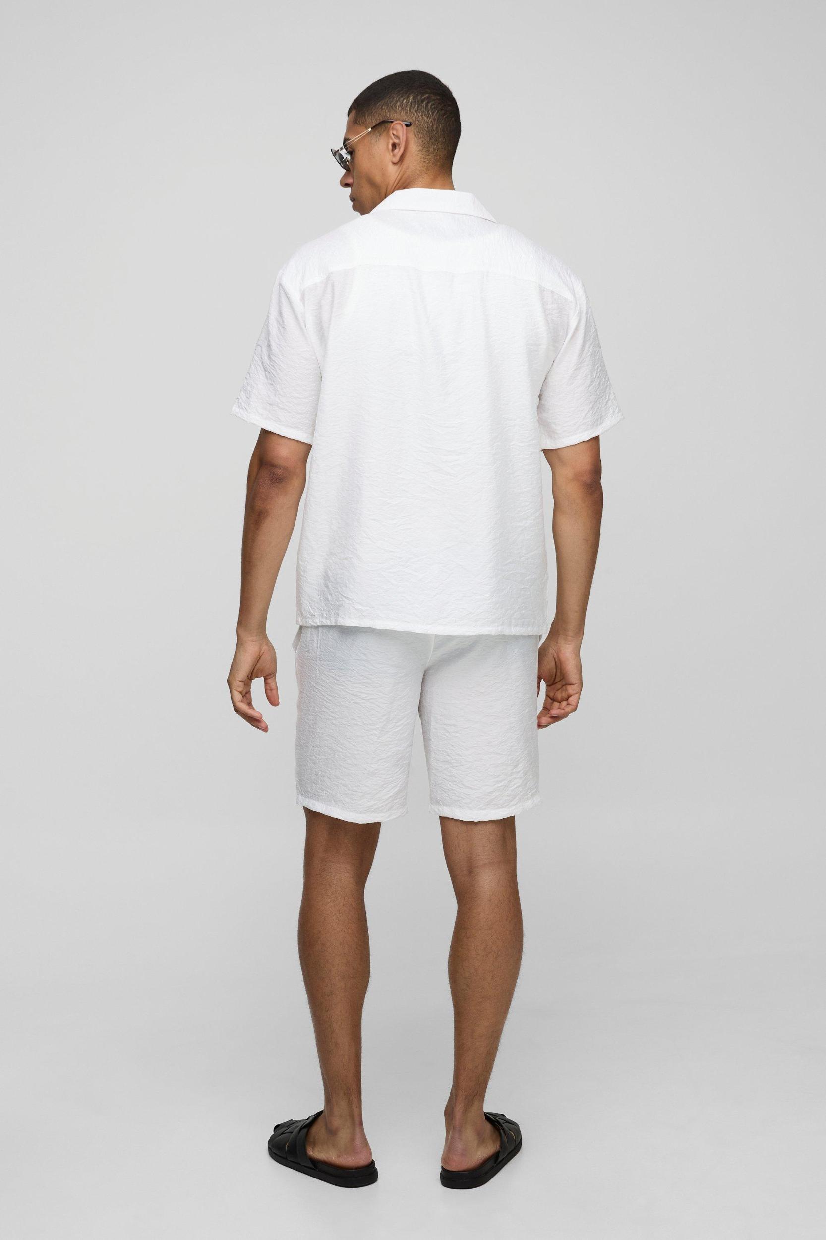 Oversized Crinkle Viscose Shirt & Relaxed Short Set | boohooMAN USA Product Image