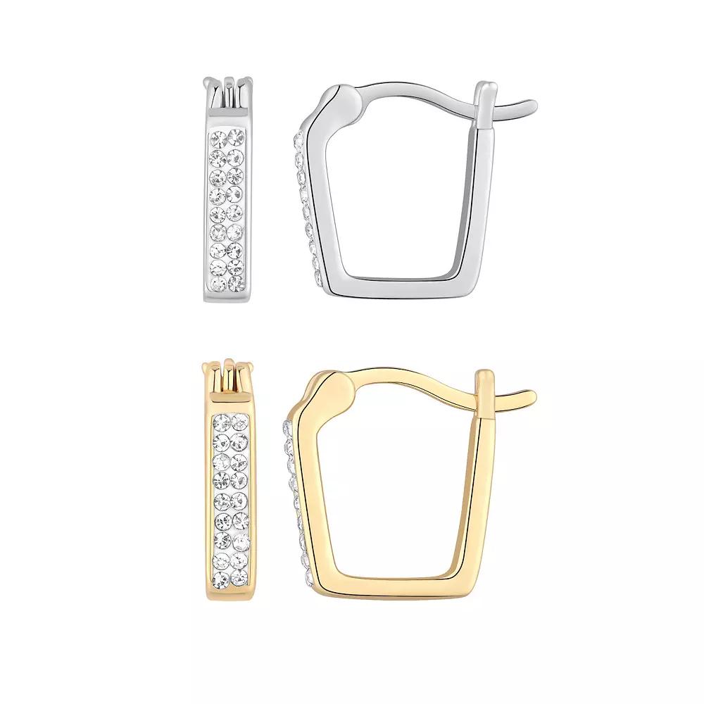 Chrystina Crystal Square Hoop Earring Duo Set, Women's, Two Tone Product Image